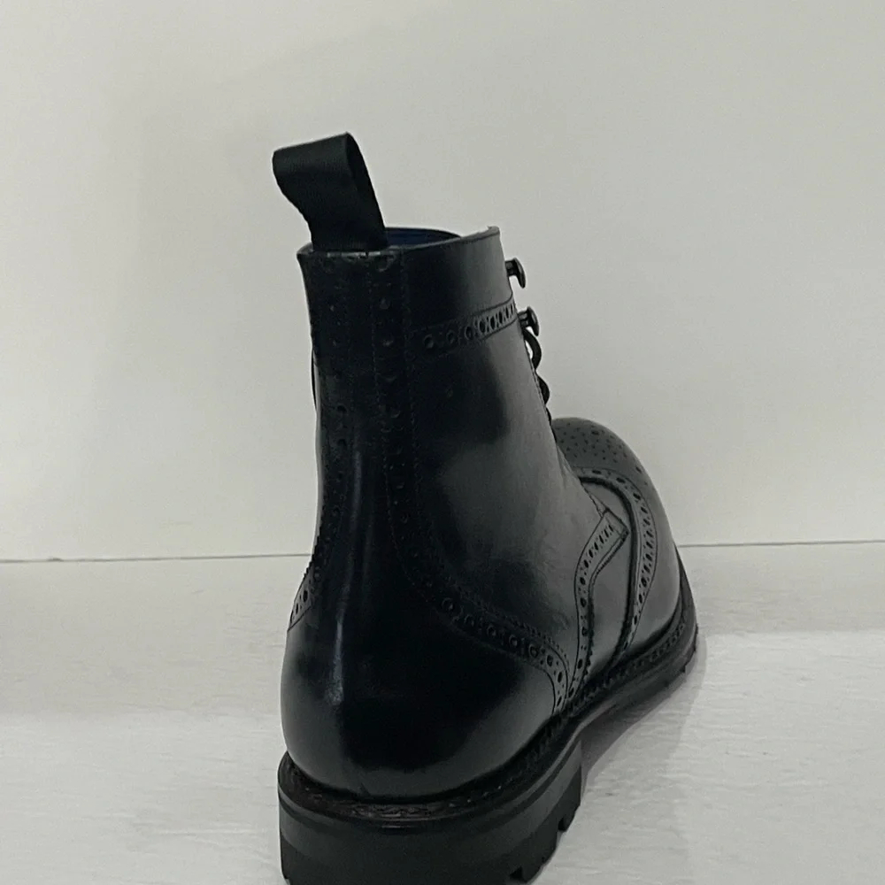 Emilio Franco boot chelsea chukka black wingtip lace up side zipper